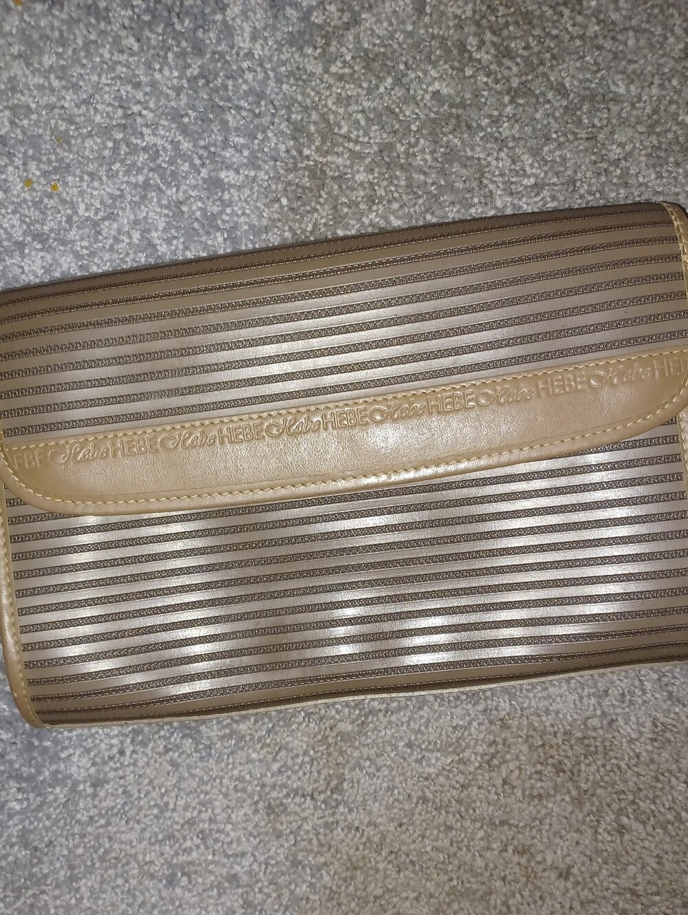 Source Unknown Beige Striped Clutch Wristlet